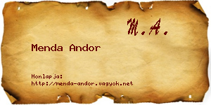 Menda Andor névjegykártya